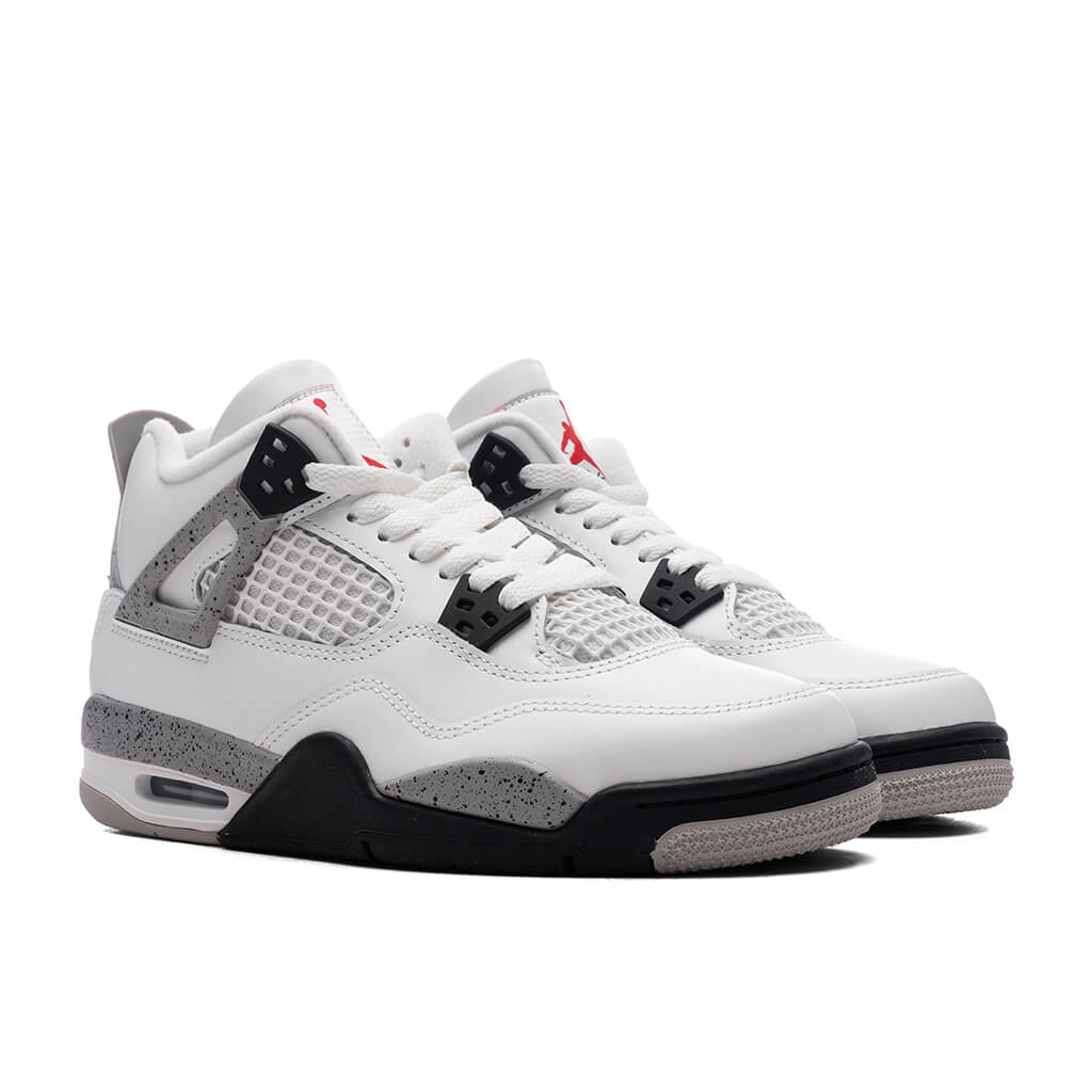 Air Jordan 4 Retro OG White Cement GS Summit White Fire Red Cement Grey Black