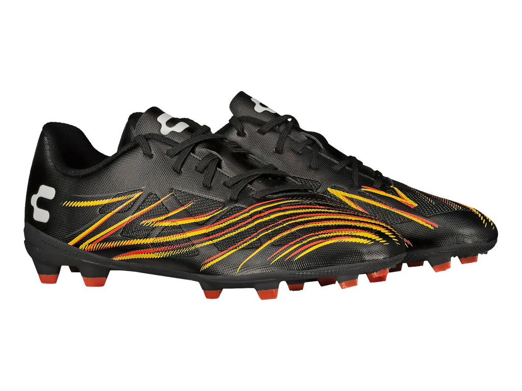 Tenis Charly de Fútbol Negro Naranja y Amarillo para Hombre