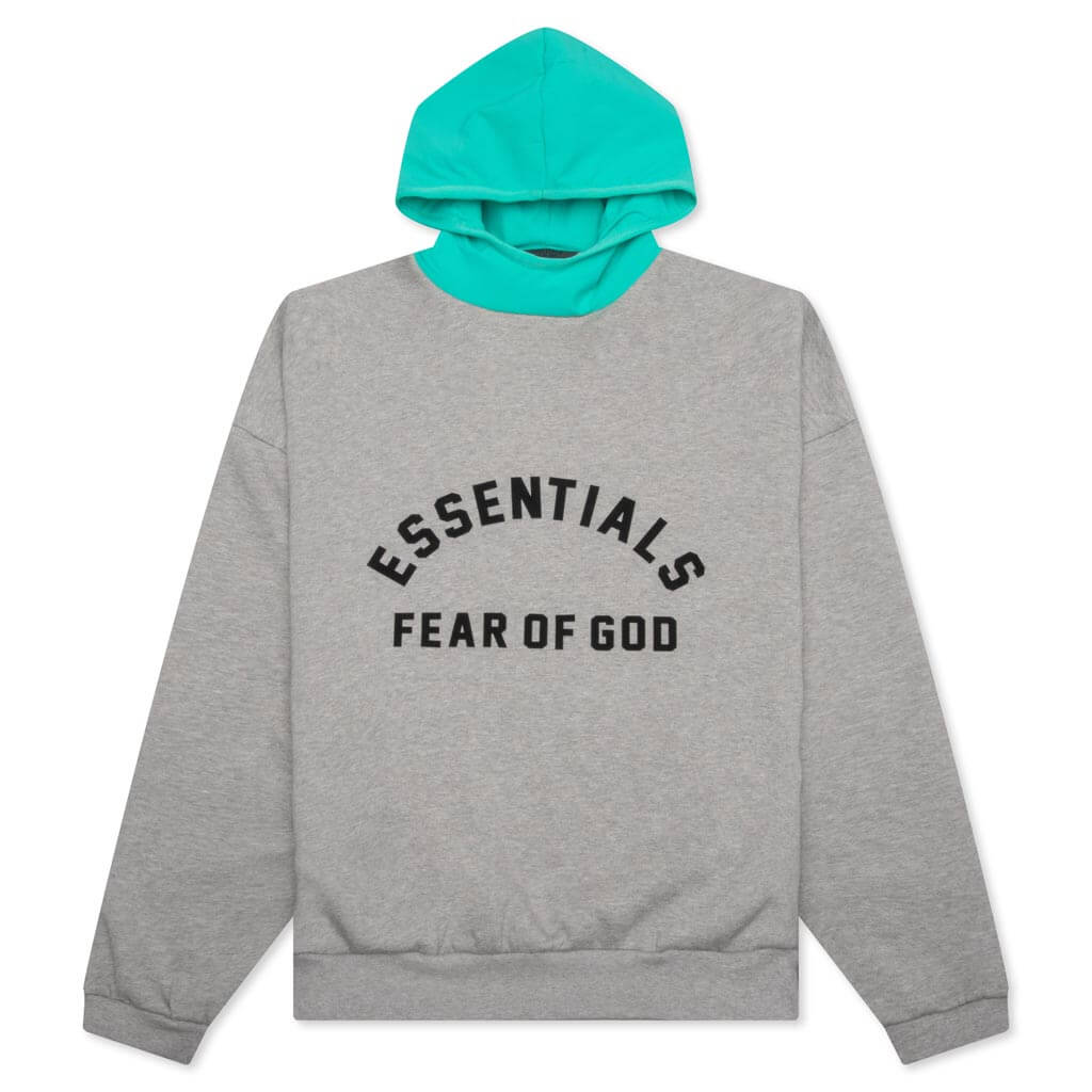 Nylon Fleece Hoodie Dark Heather Oatmeal Mint Leaf