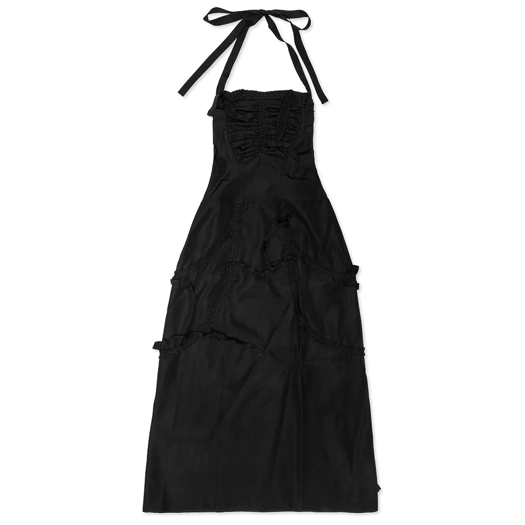 Silk Apron Stole Dress Black