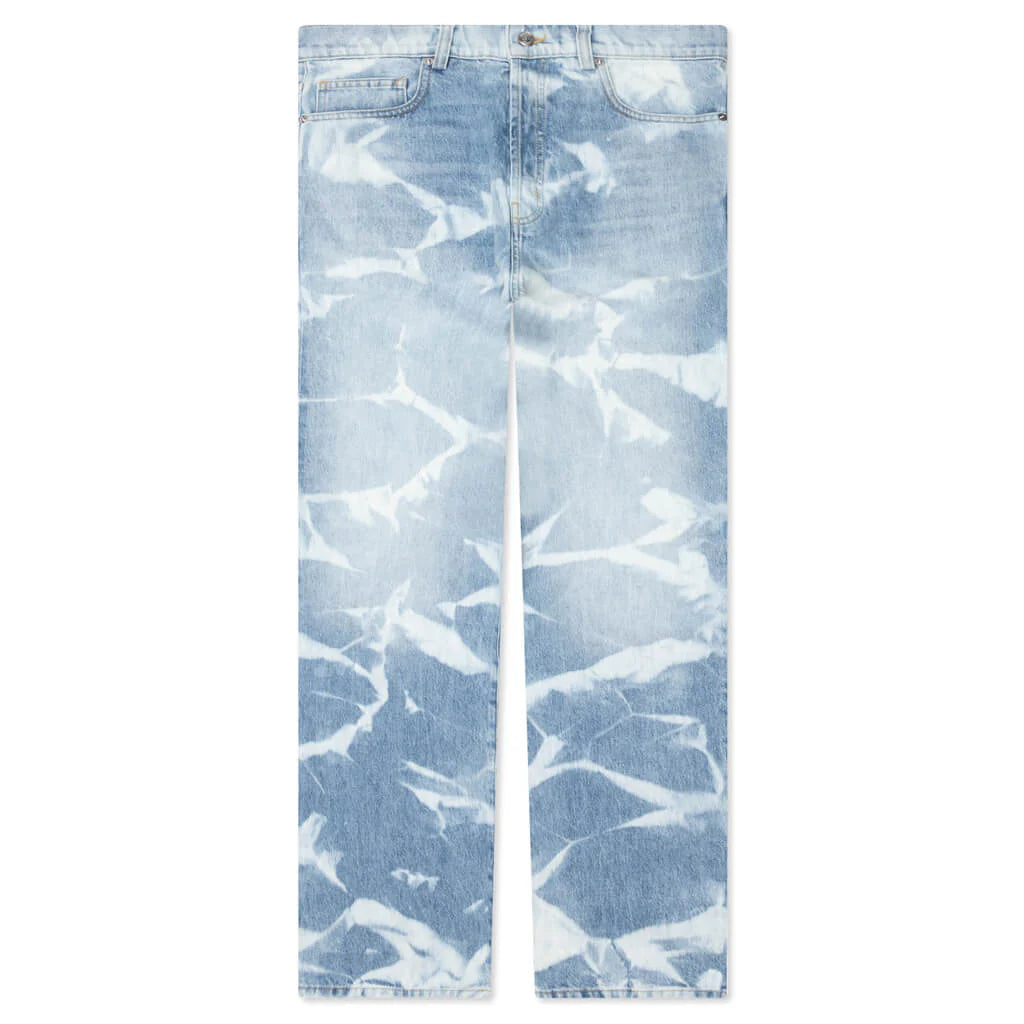 Patterned Bleach Baggy Jeans Light Wash