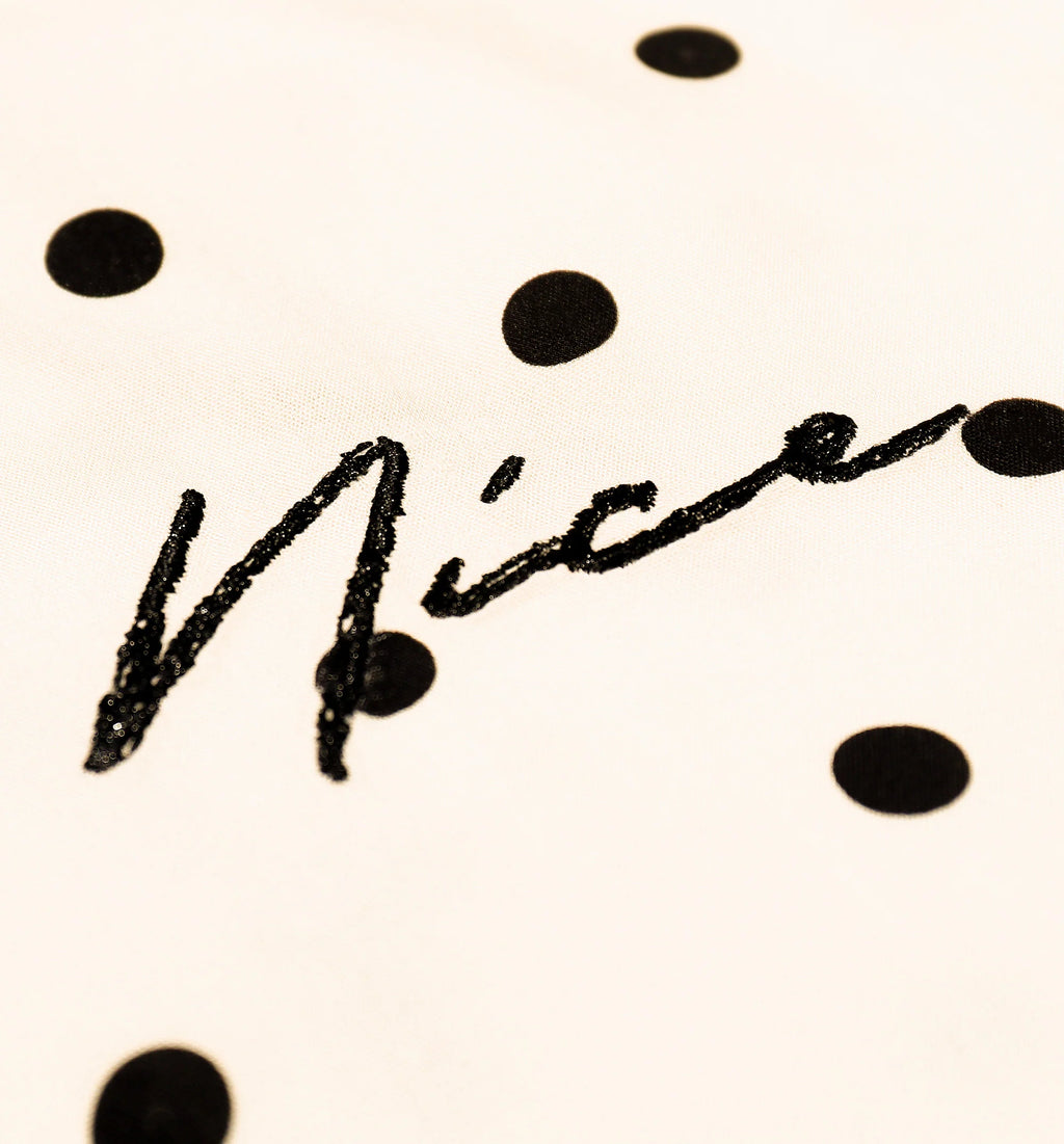 Nice Polka Dot Short Sleeve Rayon Shirt Mens Top Cream
