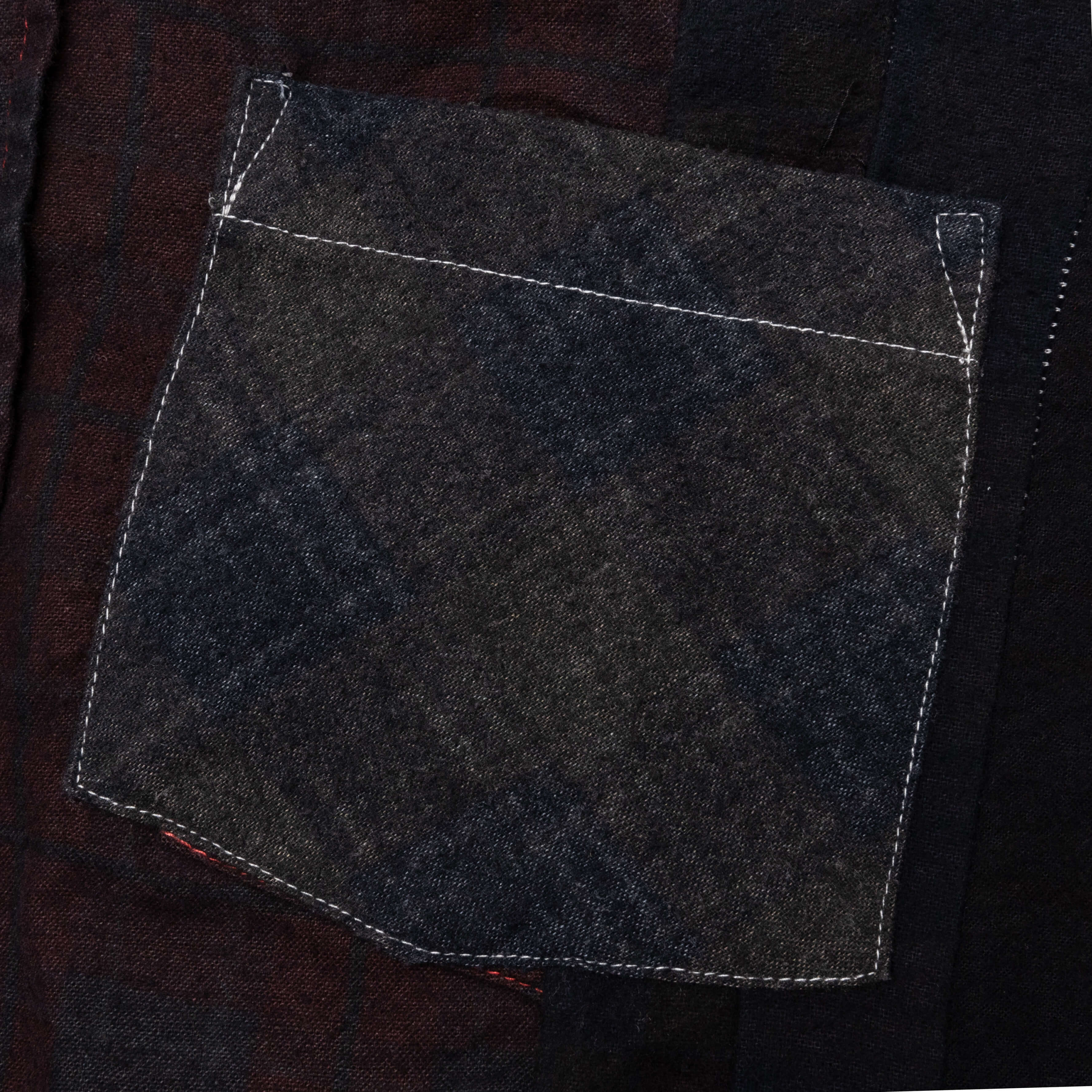 Flannel Shirt 7 Cuts Shirt Over Dye Black