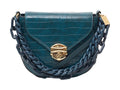 Bolso de Hombro Jaime Ibiza Croco Azul para Mujer