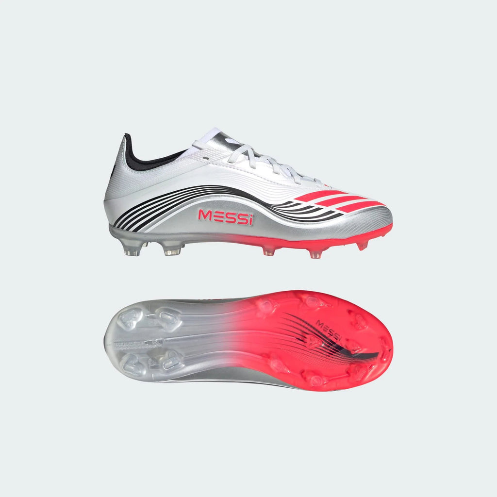 adidas F50 Messi Elite Firm Ground Soccer Cleats Youth White Red Silver