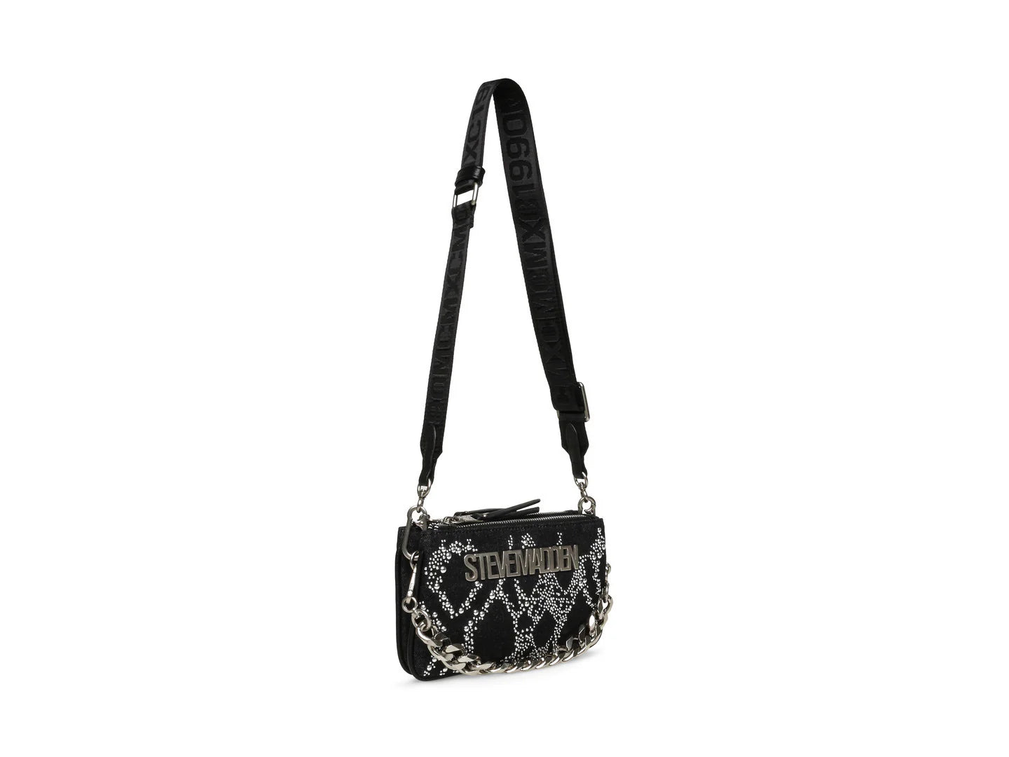 Bolsa Steve Madden Barra Negro y Plata para Mujer
