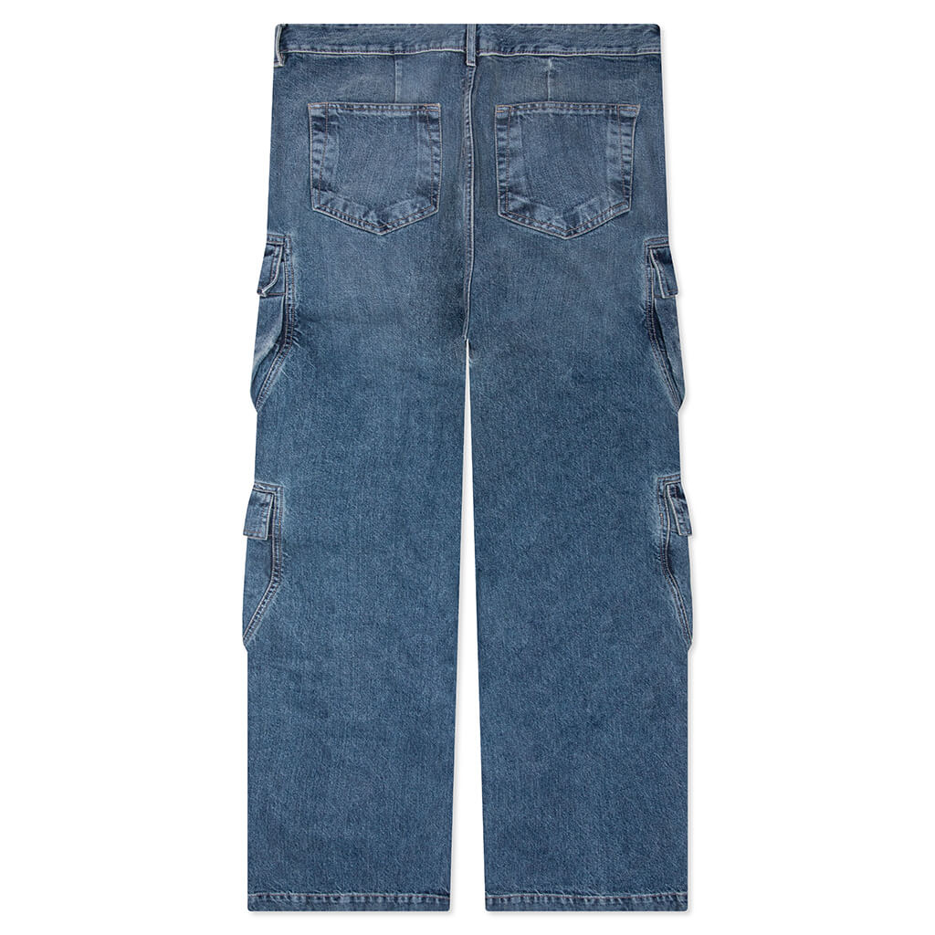 Double Cargo Denim Jeans Washed Indigo