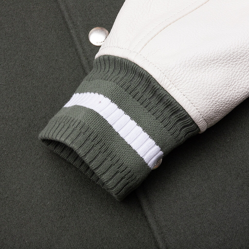 Varsity Wool Grained Leather Greyish Green