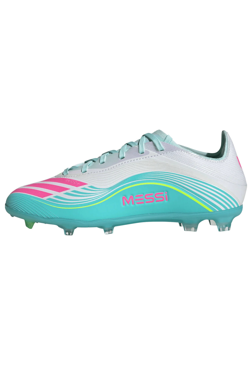 adidas F50 Messi Elite FG Firm Ground Youth Soccer Cleats White Pink Aqua