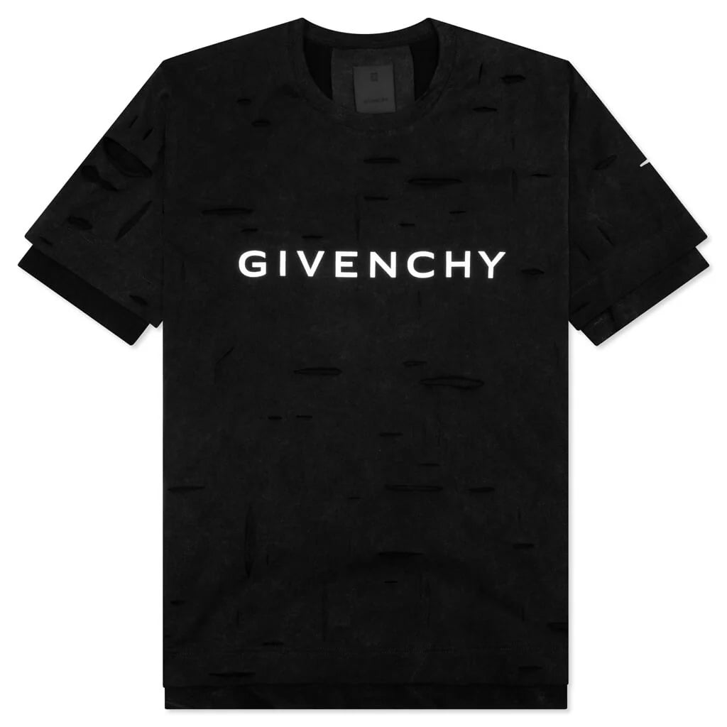 2 Layer Classic Fit Hole T Shirt Faded Black