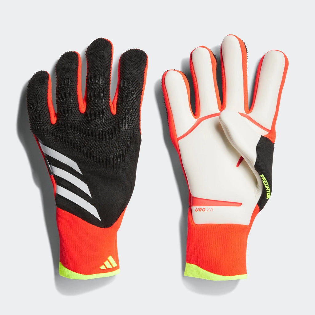 adidas Predator Pro Fingersave Goalkeeper Gloves Black Solar Red Yellow