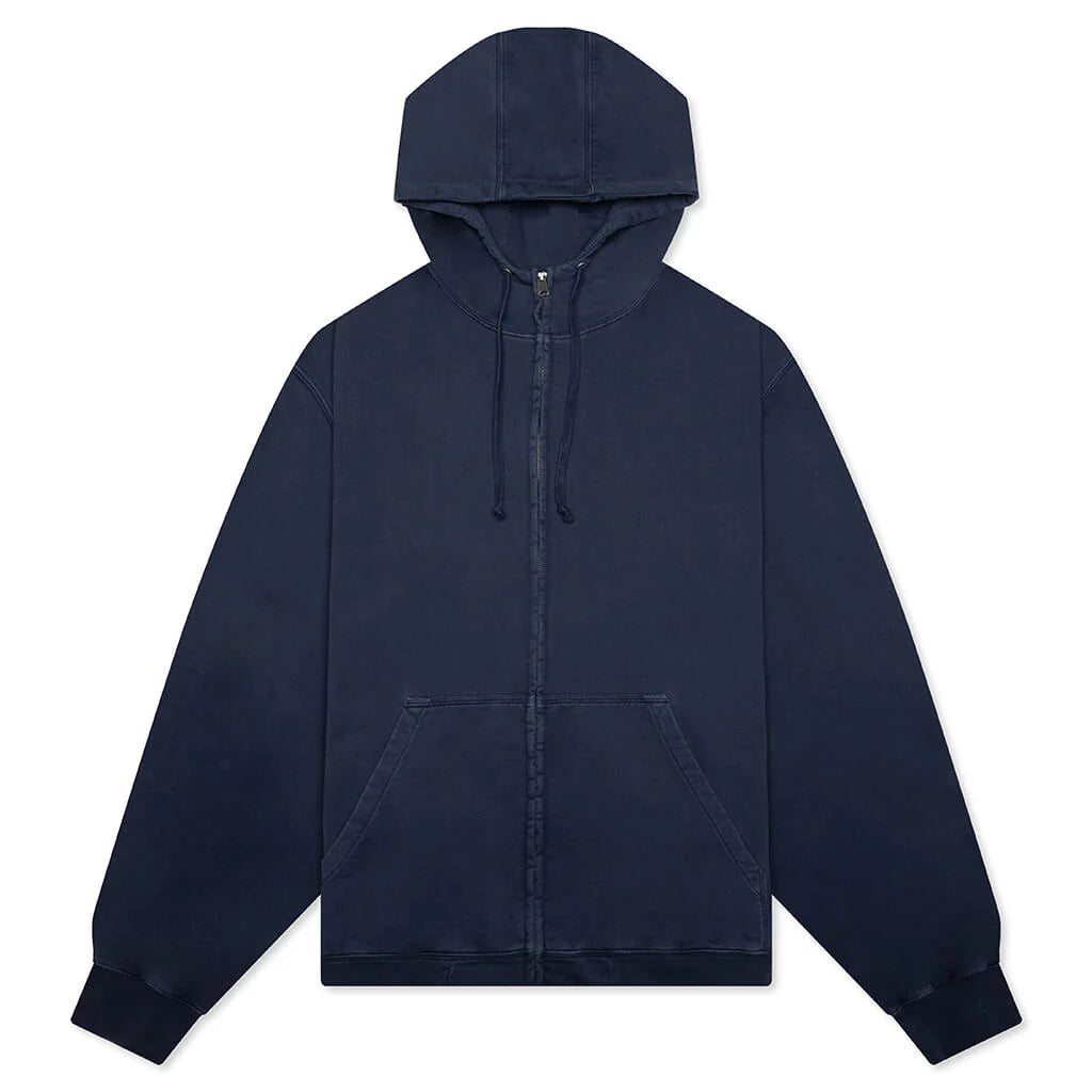 Zip Up Sweat Hoodie Vintage Blue