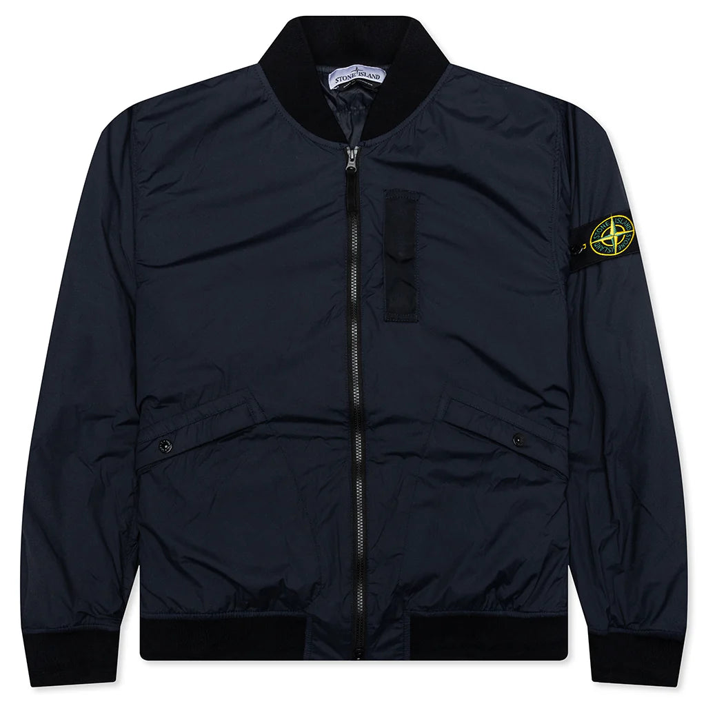Skin Touch Nylon Bomber Jacket Navy Blue