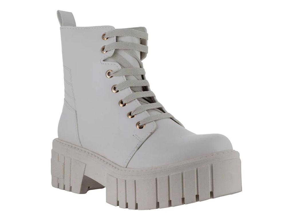 Botines Combat Punto Moda Gris Claro para Mujer