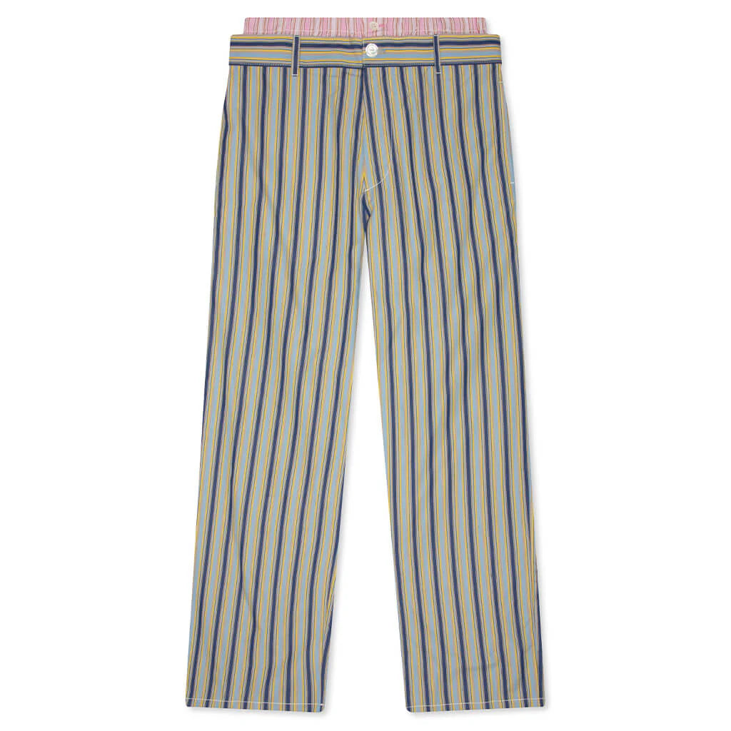 Striped Poplin Trousers Baltic