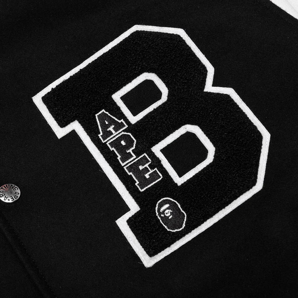 Embroidery Varsity Jacket Black