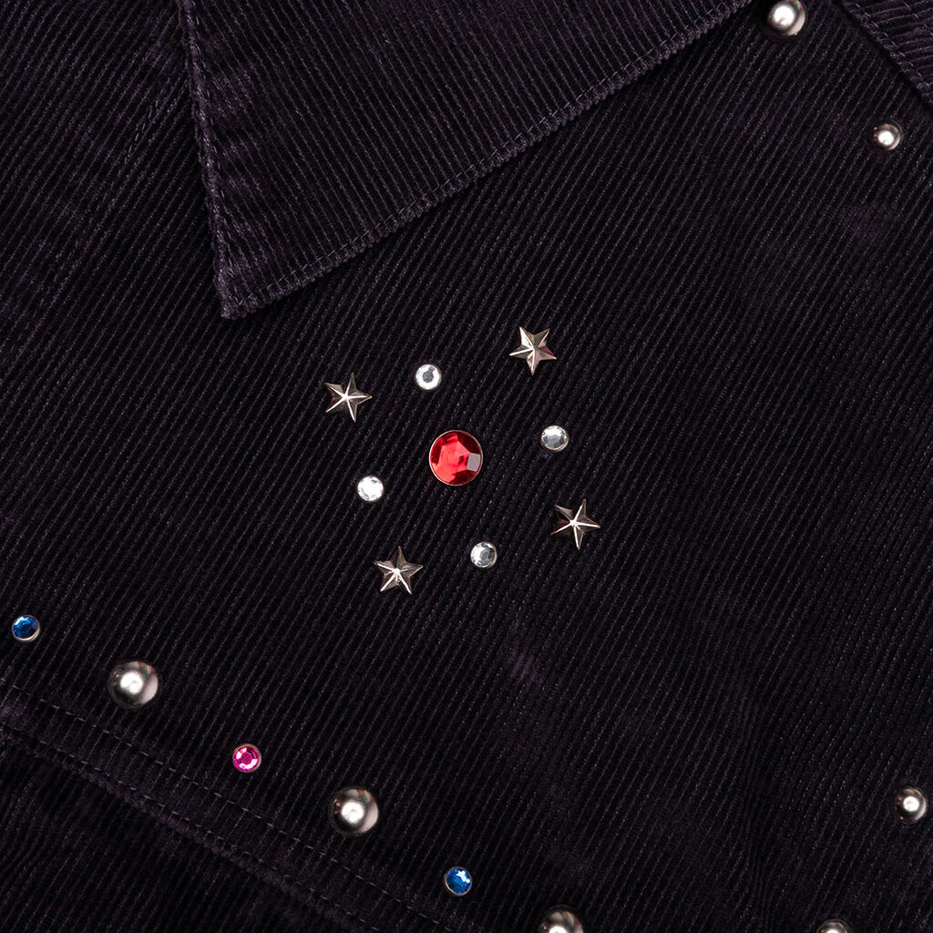 14W Corduroy Studded Jean Jacket Black