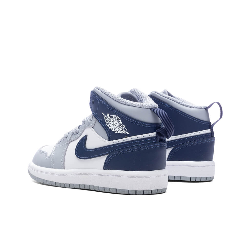 Jordan 1 Mid PS White Midnight Navy Wolf Grey