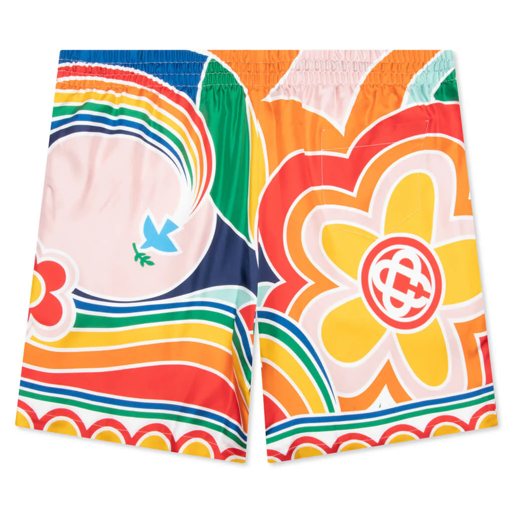 Le Pouvoir Des Fleuries Silk Twill Shorts Multi