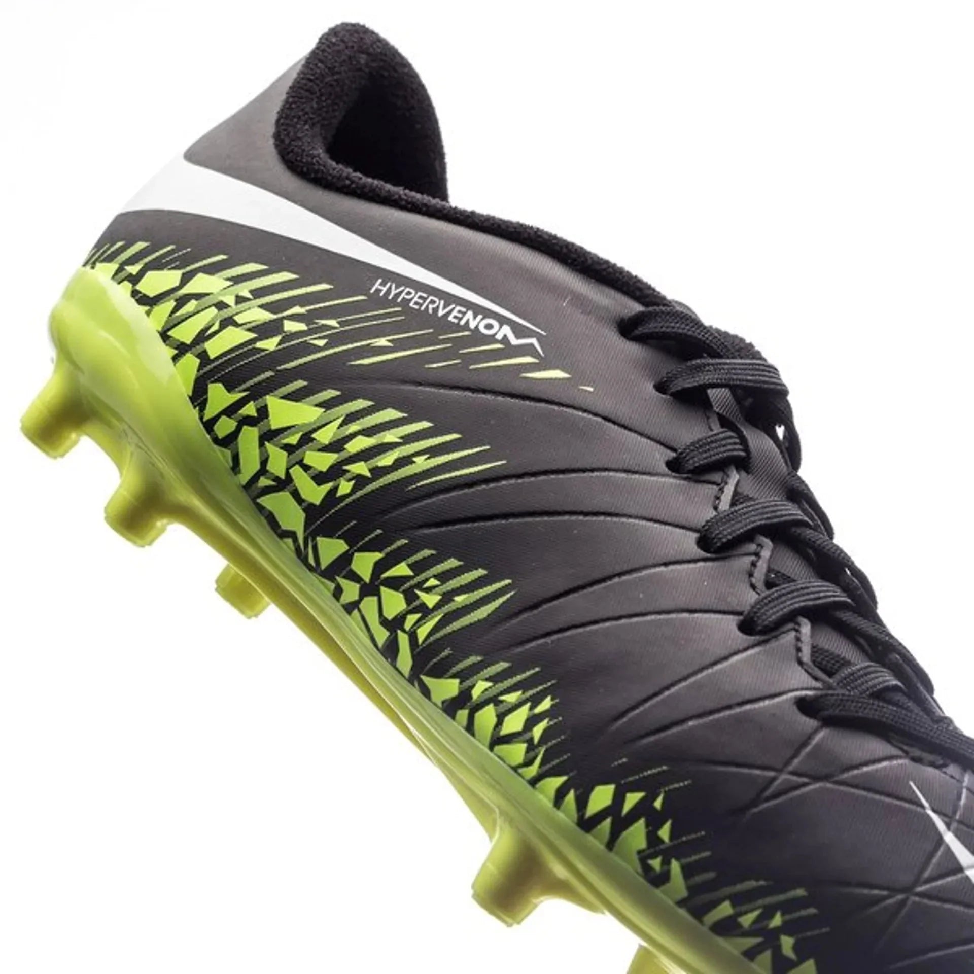 Nike JR Hypervenom Phelon II FG Soccer Cleats Black White Volt