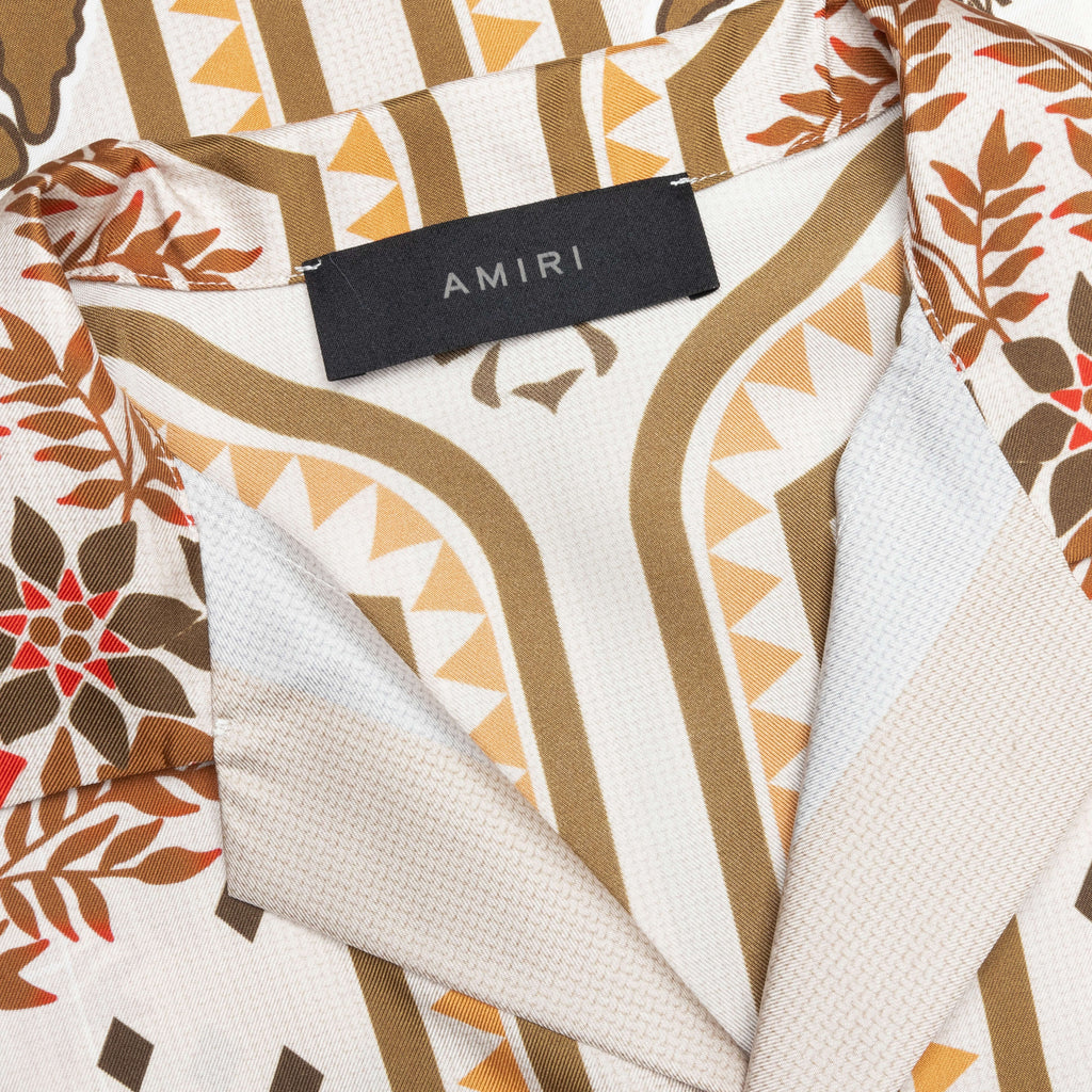 Palm Tree Bowling Shirt Copper Brown