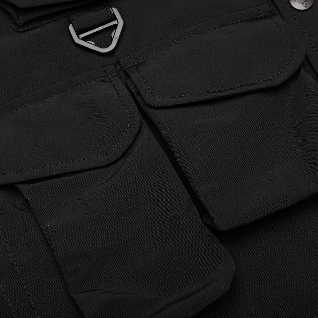 Multi Pocket Zipped Down Vest Black