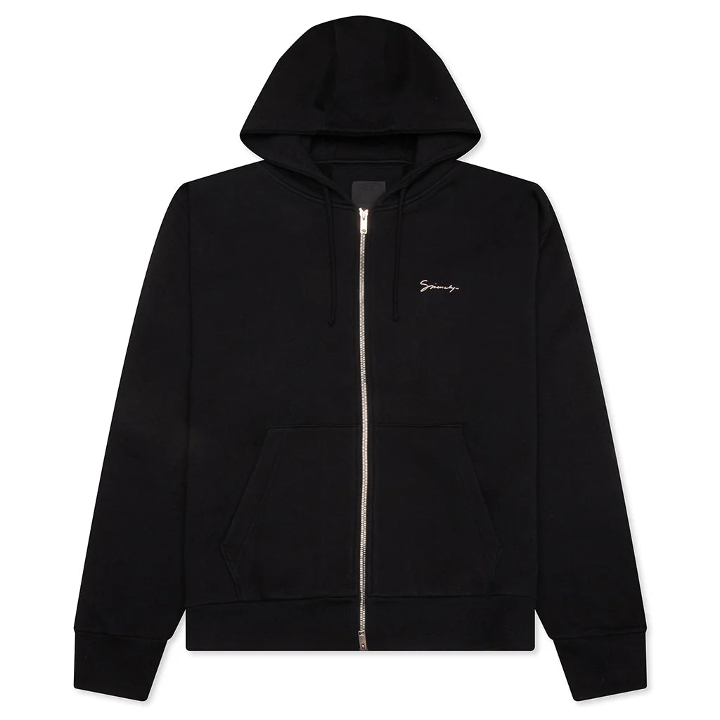 Fleece Zipped Hoodie with Hubert Objects Print Black