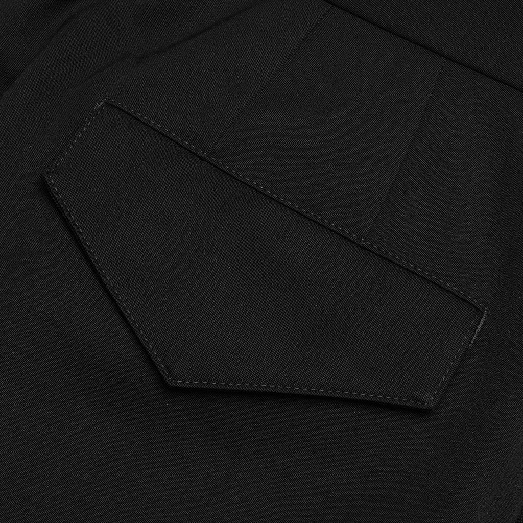 Wide Leg Gabardine Wool Trousers Black