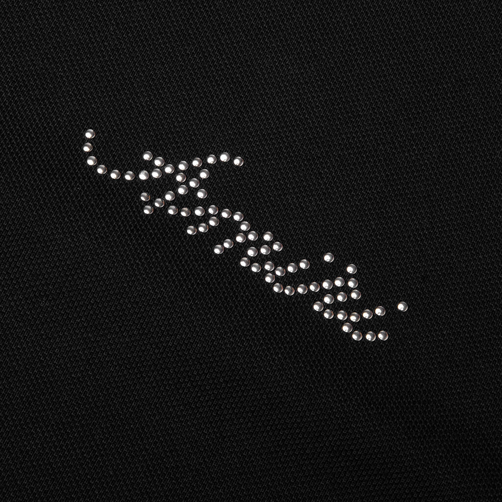 Stud Collar Oversized Polo Black