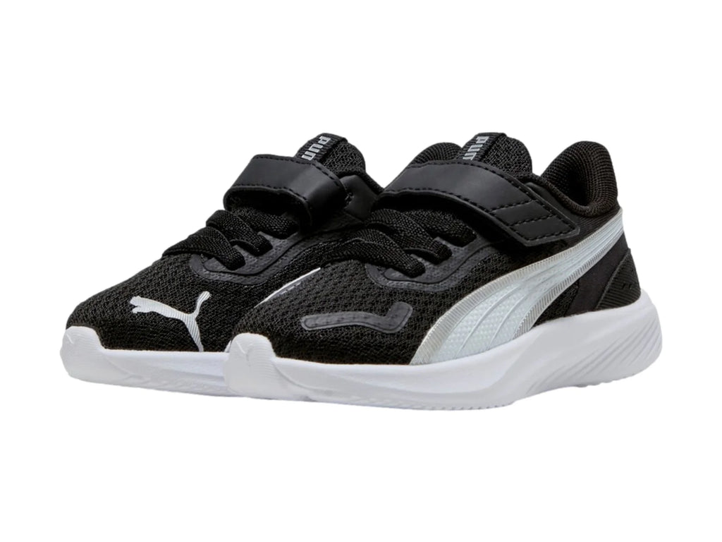 Tenis Puma Pounce AC Negro y Plata para Niño