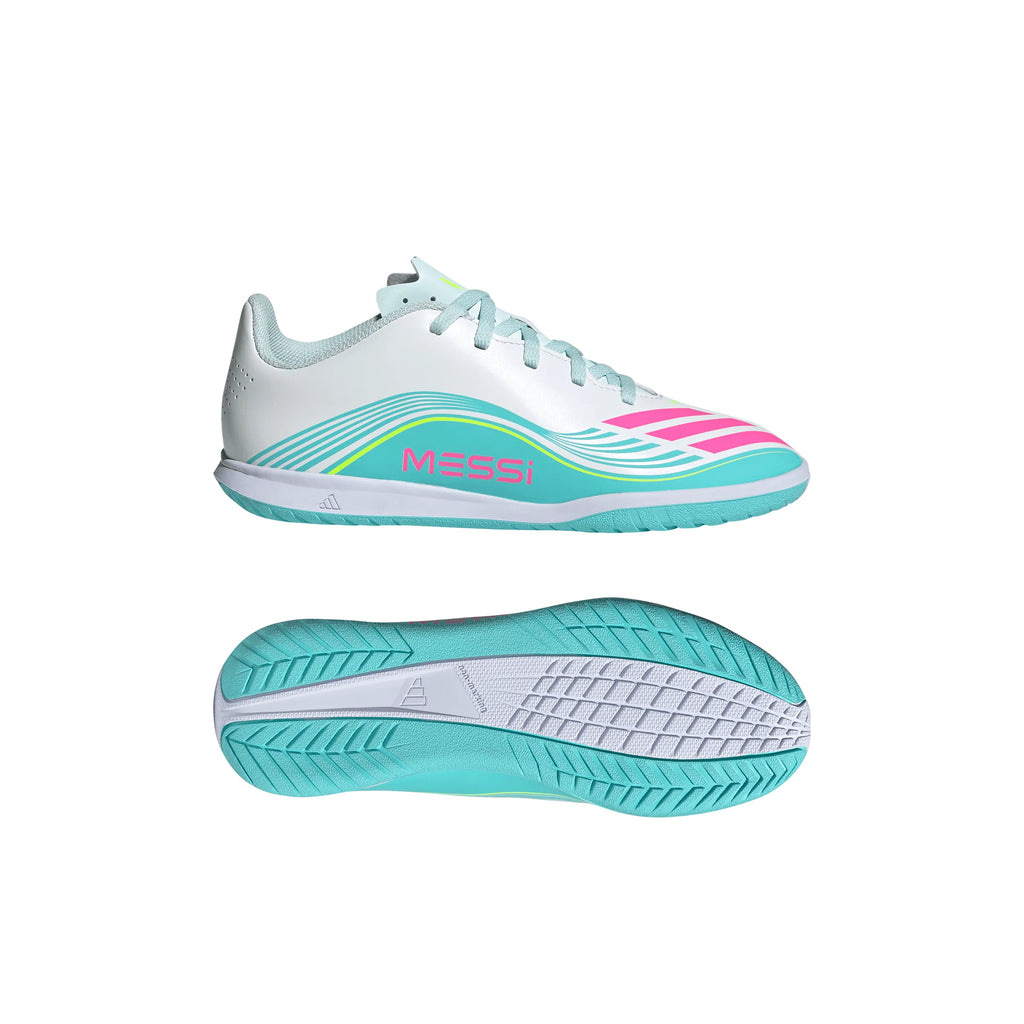 adidas F50 Messi Club IN Indoor Youth Soccer Shoes White Pink Aqua