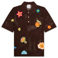 Crochet Polo with Patches Brown