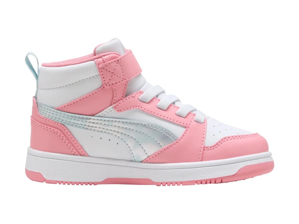 Tenis PUMA Rebound V6 Rosa y Blanco para Niña