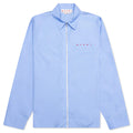 Organic Poplin Zip Shirt With Hidden Logo Iris Blue