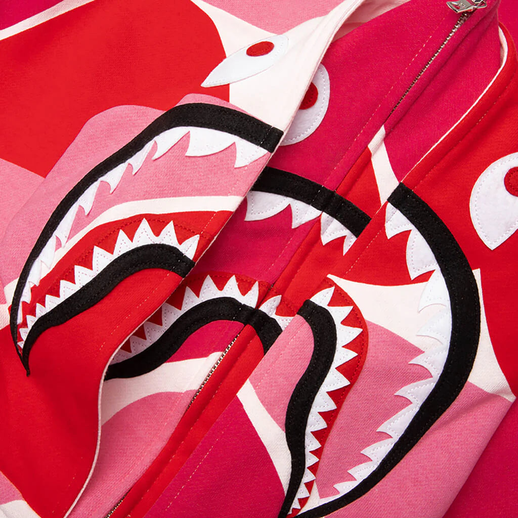 Mega ABC Camo Double Shark Relaxed Fit Full Zip Hoodie Pink