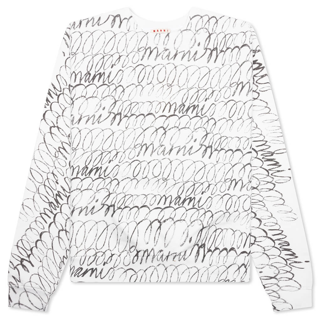Scribble Printed Sweatshirt Natural White