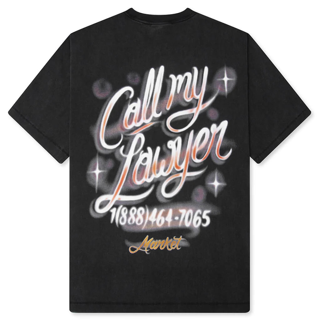 Airbrush Call My Lawyer T Shirt Washed Black