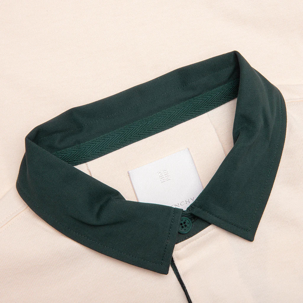 College Long Sleeve Polo White Green