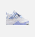 Air Jordan 4 Retro Aluminum Infant Toddler Lifestyle Shoe White Aluminum Blue Tint Oil Green