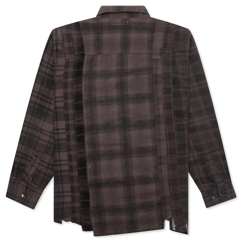 Flannel Shirt 7 Cuts Shirt Over Dye Brown