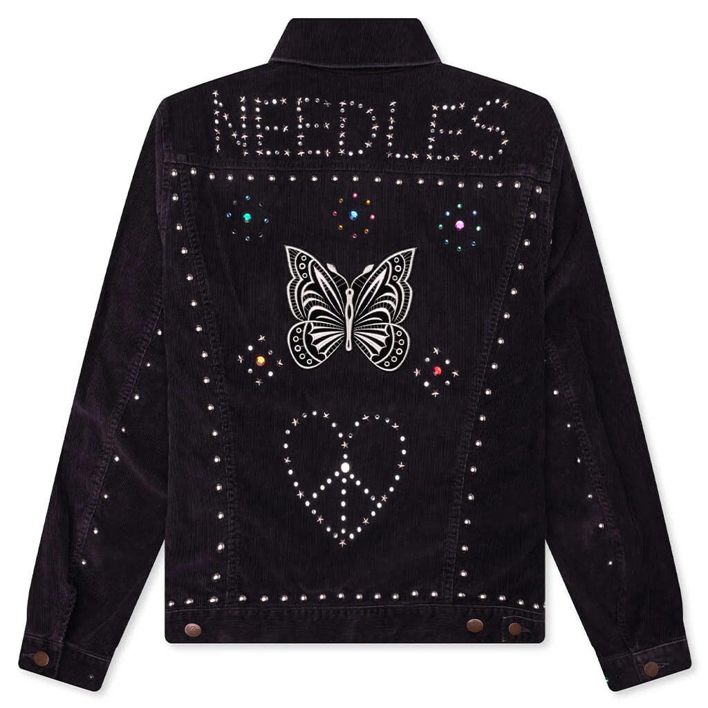 14W Corduroy Studded Jean Jacket Black