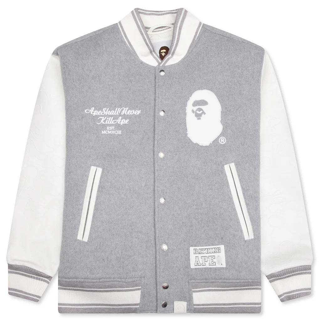 Bape Varsity Jacket Grey
