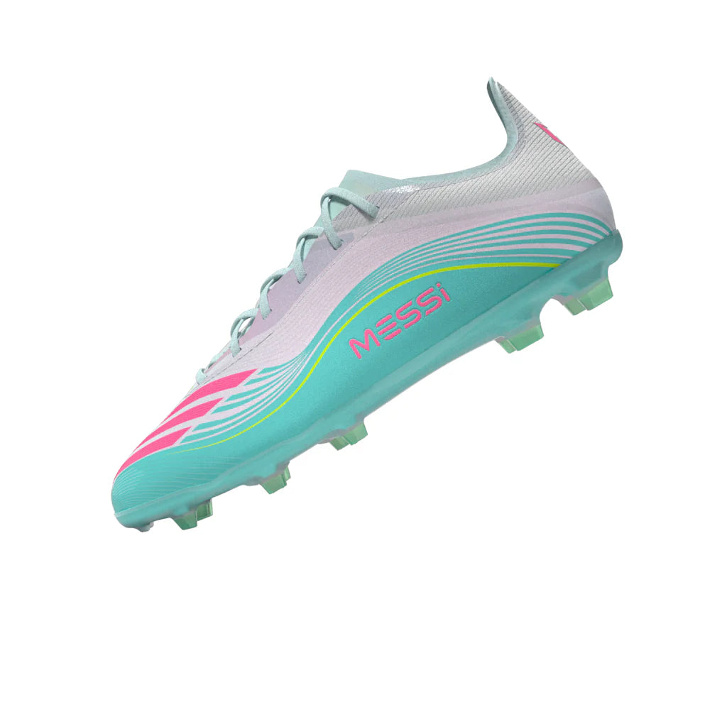 adidas F50 Messi Elite FG Firm Ground Youth Soccer Cleats White Pink Aqua