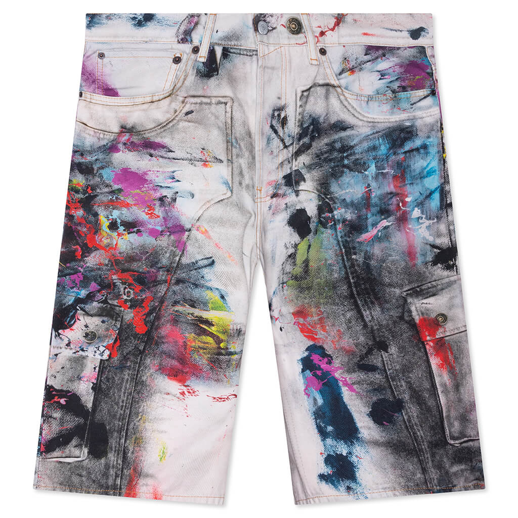 Denim Shorts White Multi