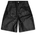 Double Knee Leather Shorts Black