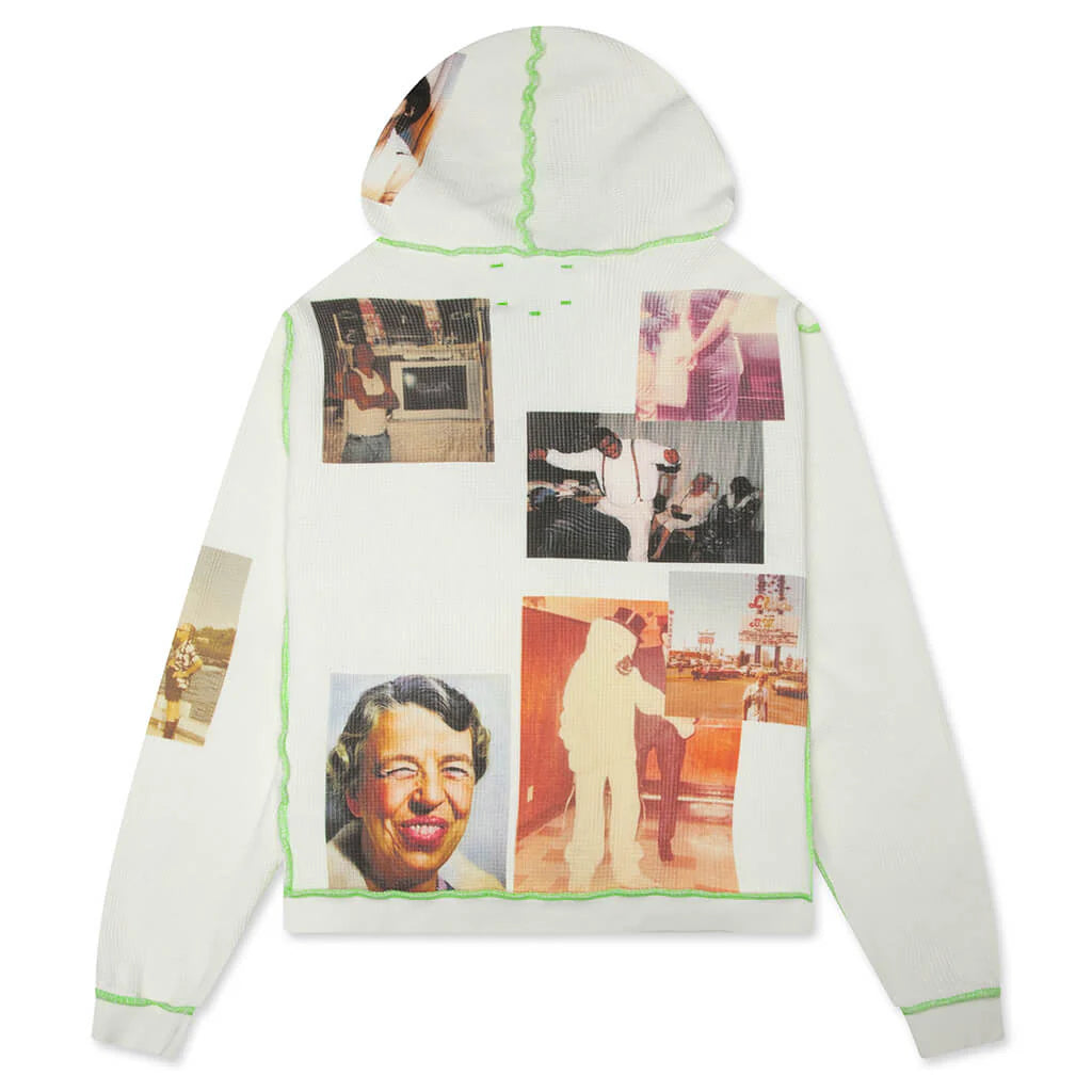 Ricky Waffle Zip Up Hoodie White