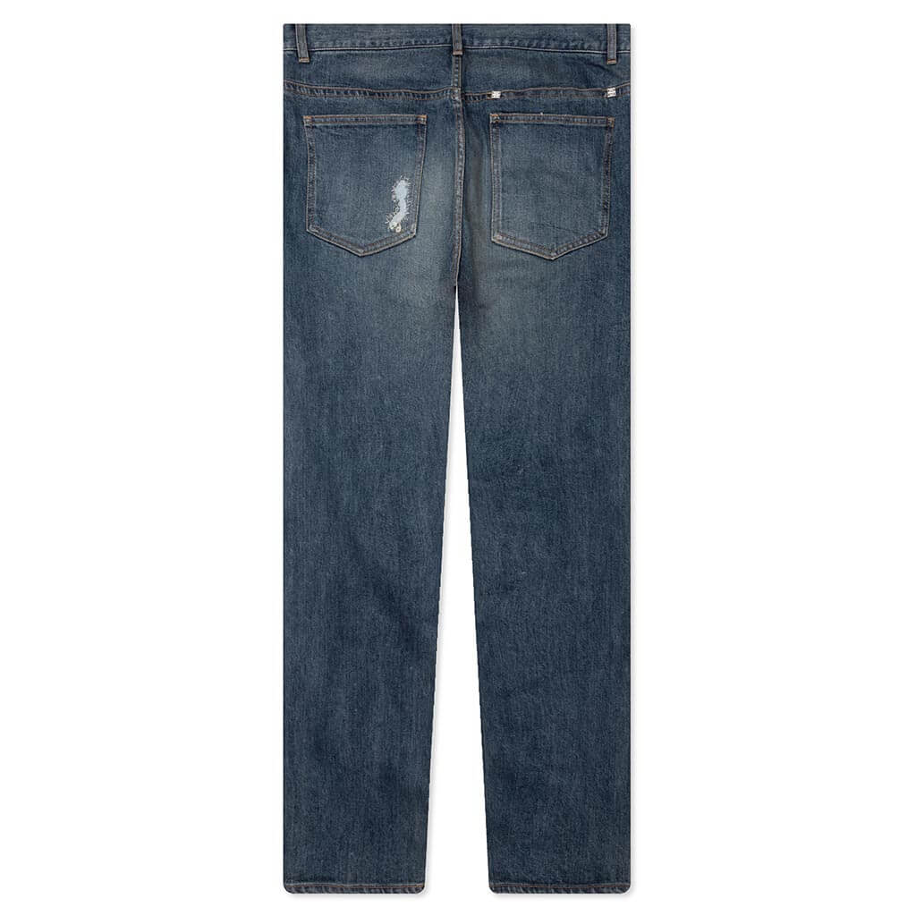 Distressed Denim Trousers Indigo Blue