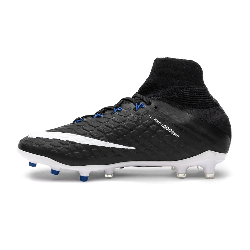 Nike Kids Jr Hypervenom Phantom III Dynamic Fit FG Firm Ground Soccer Cleats Black White Royal