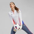 PUMA Womens Individualblaze 1 4 Zip Training Top White Fire Orchid