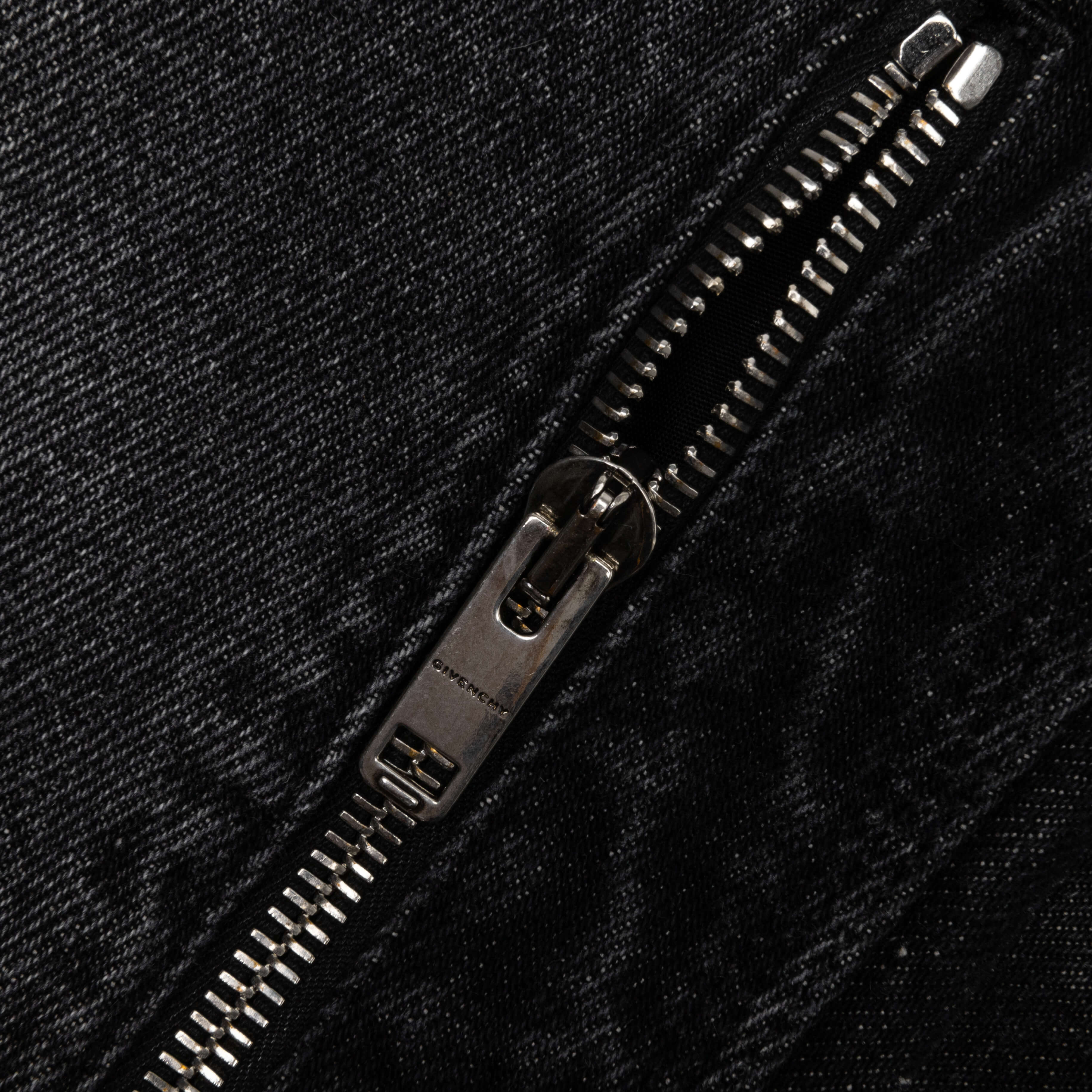Slim Fit Denim W Zips Black White